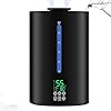 6L Humidifiers for Bedroom Large Room Home, Cool and Warm Humidifier for Plants Mist Top Fill Desk Humidifier Essential Oil Diffuser, Quiet Humidifiers with Adjustable Mist,360°Nozzle-Black