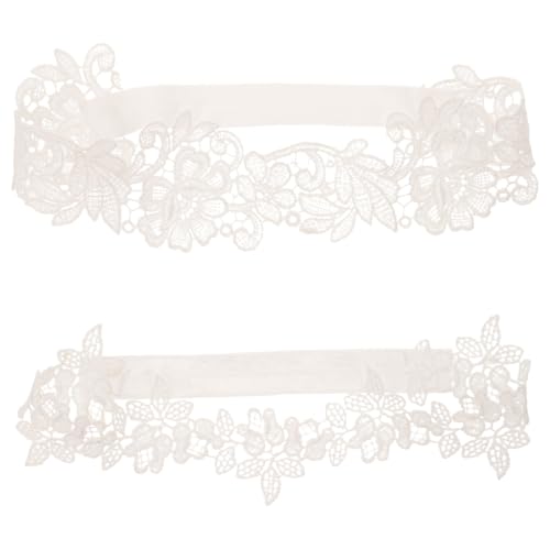 Beaupretty Lot De 2 JarretièRes De MariéE En Dentelle Blanche JarretièRe De Mariage Pour La MariéE Accessoires De Cuisse Pour CéRéMonie Bal FêTe Cosplay Halloween Et NoëL