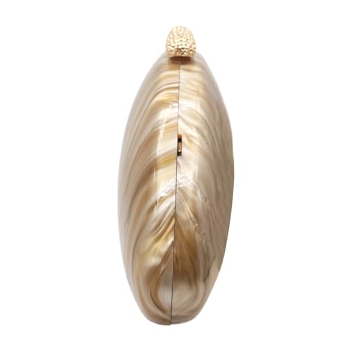 Image of Women Acrylic Evening Clutch Chic Shell Purse Egg Handbag Marble Shoulder Crossbody Bag for Prom Cocktail Party