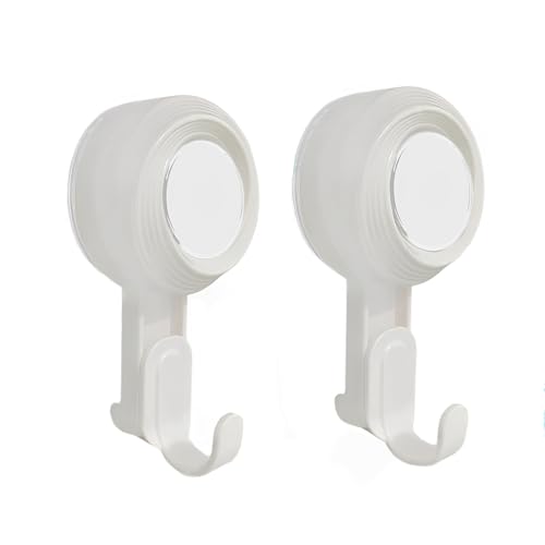 2 Pack Heavy Duty Bathroom Wall Vacuum Suction Cup Hooks, Load Capacity of 11 Pound, Removable and Reusable Waterproof Hooks for Shower Room, Outdoor, Key, Door, Marble, Camping Car (2, White)