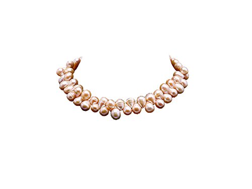 Bella collana monofilo in perle d'acqua dolce coltivate da 9,5-10,5 mm.