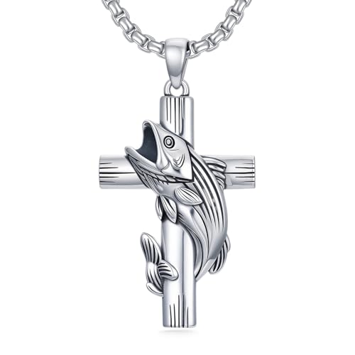 Chaîne en argent 925 PROESS avec pendentif croix de chasse au design ciselé
