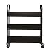 Hirsh Rolling Library or Home Office Double-Sided Sloped Shelves Book Cart with Lockable Wheels in Black