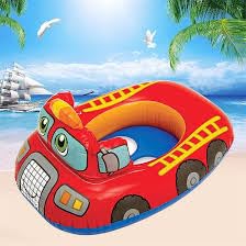 Image of Inflatable Cute Diaper Style Kiddie Float| Water Baby Floater for Kids| Safe Anti-flip Saddle Design Swim Tube Rider| Swim Pool Tube for Toddlers|Swimming Pool Safety Seat (FIRE Brigade)
