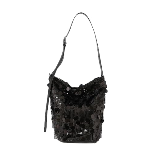 AndThere Bolso de mano brillante con lentejuelas para mujer, bolso de noche con purpurina, bolso cruzado con correa ajustable, elegante bolso de noche para boda, fiesta, baile de graduación, Black,