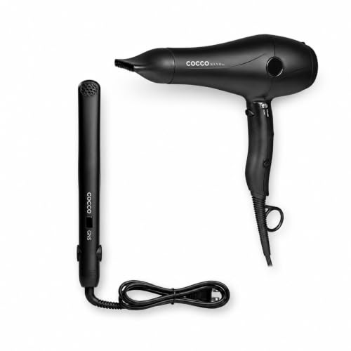 Set para peinar y secar cabello COCCO GNS 1'' Flat Iron V3 y Nano Pro Hair Dryer miniatura 1