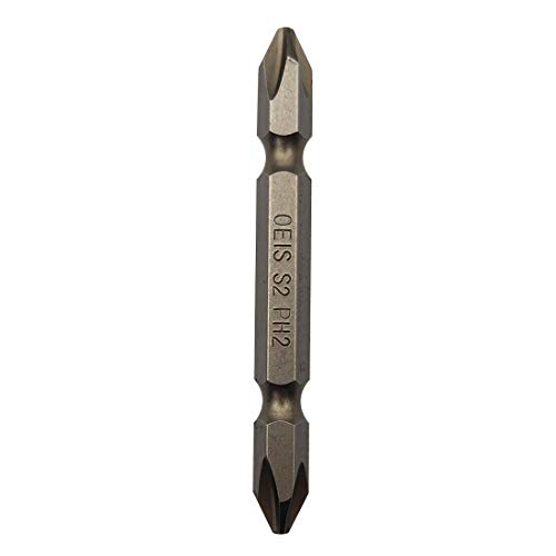 Sipery Double End Screwdriver Bits Philips Ph2 Magnetic Phillips Power Bit Hex Shank S2 High Alloy Steel Electroplate 65mm/2.56inch Length 10Pcs