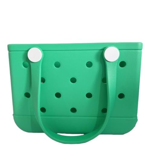 3 Sizes Waterproof Rubber Beach Tote Bag - Large/Medium/Small Waterproof, Sandproof, Washable, Lightweight Travel & Outdoor (Emerald Green, Small)