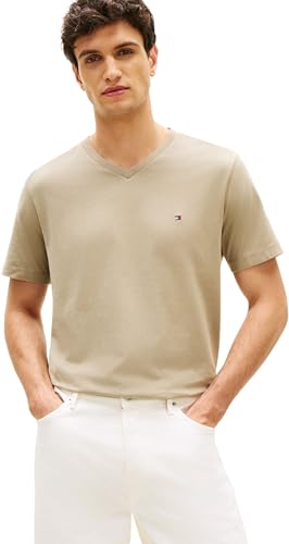 Tommy Hilfiger T-Shirt Essential à col en V pour Homme, Mw0Mw39249, Vert, M