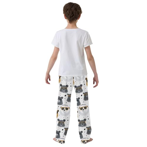 Bear Long Pajama Pants Elastic Waist PJ Bottoms with Pockets S A1110824