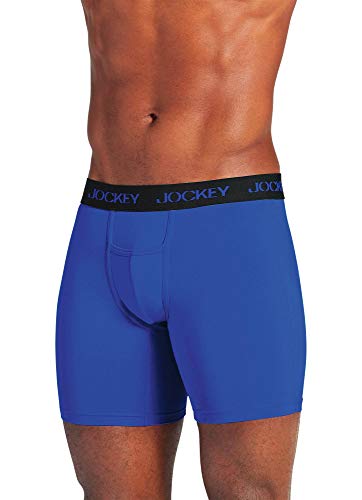 Jockey Men's Underwear Sport Microfiber Boxer Brief, Outrageous Blue, s