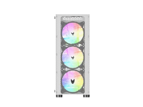 Oversteel - Azurite Gaming PC Case Compatible with ATX, Micro ATX and ITX Boards, 4 120mm A-RGB Fans Included, Mesh Front, Vertical Installation, Tempered Side Glass, USB 3.0, White - Image 3