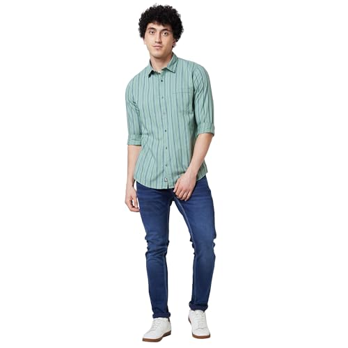 Image of Spykar Men's Regular Fit N /A Full Sleeve Striped Casual Shirts