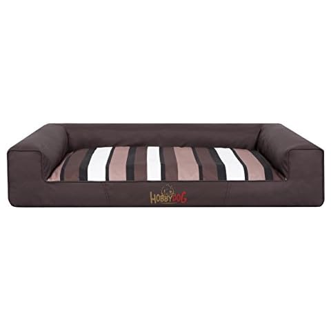 Hobbydog L VICCBP8 Cama para Perros Victoria, tamaño L - 80 x 55 cm, marrón Oscuro con Rayas Cover