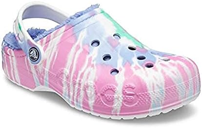 Crocs unisex adult Men's and Women's Baya Lined | Fuzzy Slippers Clog, Pink Lemonade/Multi, 8 Women 6 Men US
