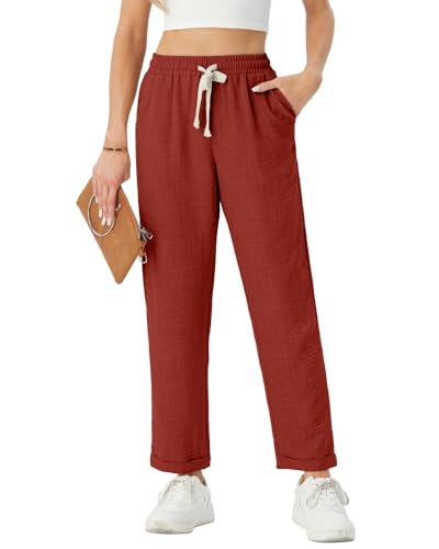 Pantalon en lin femme léger contre la transpiration avec poches
