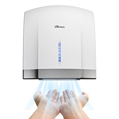PLUSSEN Secador de Manos eléctrico Sensor de Infrarrojos de 8 a 10 Segundos, Secado rápido, secador automático de Manos de baño para hogar, Interruptor de frío/Calor (blanco-1003)
