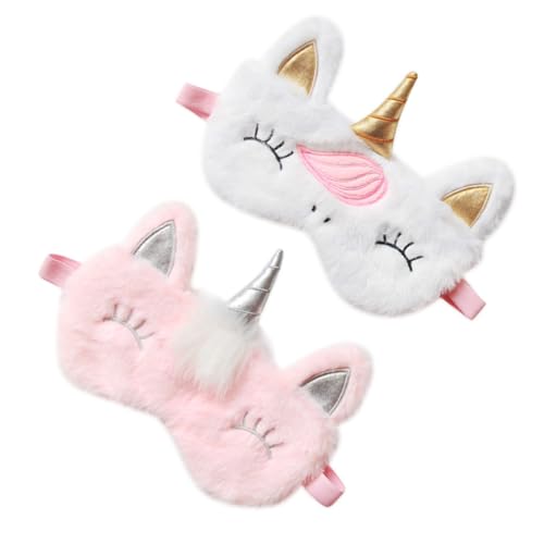 FRCOLOR 2個 スリーピングマスク 睡眠用アイパッチ 睡眠目隠し子供 ぬいぐるみアイカバー パーティーアイカバー 遮光アイシールド 女性の手首のためのレースの袖口 スリープマスク 白い