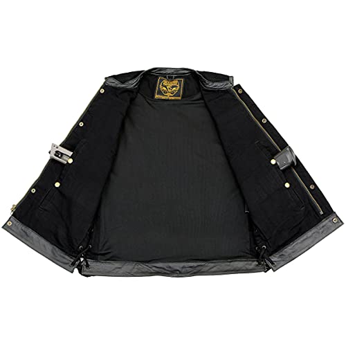 Milwaukee Leather MDM3011 Men's Black 'Hidden Zipper' Side Lace Motorcycle Rider Denim Vest w/Leather Trim3