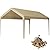 Rutile 10 x 20 FT Carport Replacement Cover, Heavy Duty Car Tarp Canopy Tent Garage Top Shelter Cover with Fabric Leg Pole Skirts and Ball Bungees Beige (Only Top Cover, Frame is not Included)