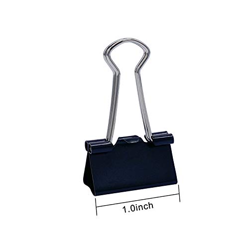 50Pcs Black Binder Clips, Paper Binder Clips Medium Size, Metal Fold Back Clips with Box for Office, School and Home Supplies image 5