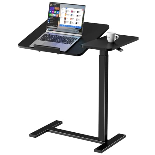 Sweetcrispy Small Standing Desk Rolling Table Adjustable Height, Laptop Mobile Stand with Wheels,...
