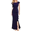 WOOSEA Women's Split Bodycon Mermaid Evening Cocktail Long Dress Navy Blue