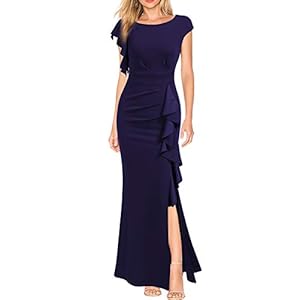WOOSEA-Womens-Split-Bodycon-Mermaid-Evening-Cocktail-Long-Dress WOOSEA Women's Split Bodycon Mermaid Evening Cocktail Long Dress Navy Blue