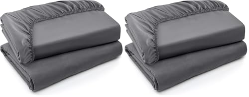 Image of Utopia Bedding Twin Fitted Sheets - Bulk Pack of 4 Bottom Sheets - Soft Brushed Microfiber - Deep Pockets - Shrinkage & Fade Resistant - Easy Care (Twin, Grey)