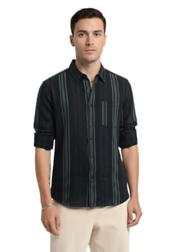 Image of Mens Casual N Formal Single Pocket Striped Shirt