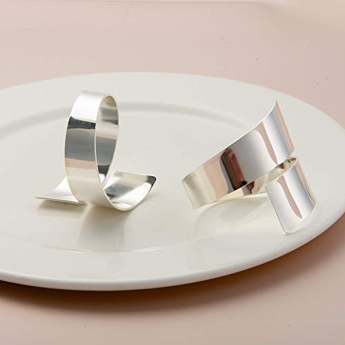Feyarl 8pcs Napkin Rings Handcraft Dinner Table Napkin Holders Metal Napkin Rings for Wedding Party Napkin Rings Holders Centerpieces Celebration Candlelit Banquet Festival Decoration (Silver)