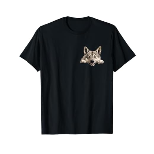 Norwegian Elkhound Dog Mom Dad New Puppy Peeking T-Shirt
