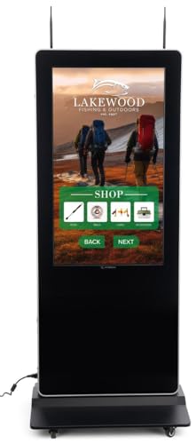 Image of Displays2go 43 inch Dual-Sided Touchscreen Kiosk - Interactive Vertical Digital Signage with Android OS & Independent Displays (DF043TDB)
