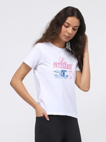 Image of Nobero Women's Graphic Printed T-Shirt | Regular Fit 180 GSM Cotton Tee for Women | Comfortable Round Neck Casual Wear