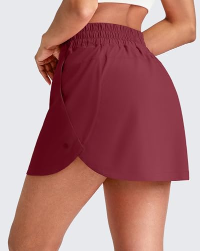 Image of G4Free A Line Golf Skirts for Women 15'' Elastic High Waisted Tennis Skorts Soft Casual Athletic Inner Shorts 4 Pockets