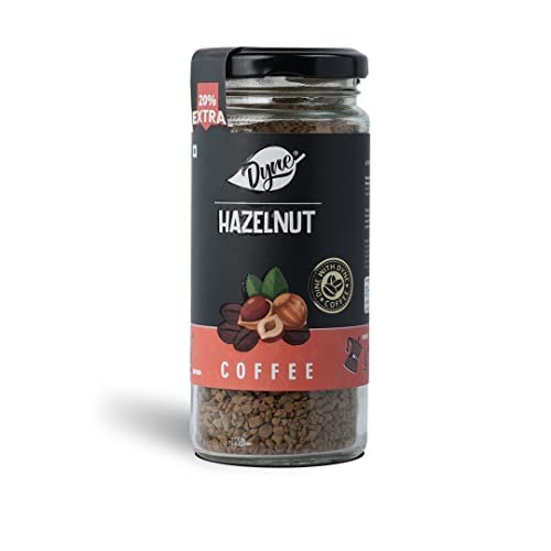Dyne Hazelnut Flavoured Freeze Dried Instant Coffee 60 Gram Jar Cold Coffee and Hot Coffee
