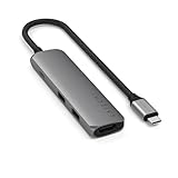 SATECHI 4-in-1 Slim Plus USB-C ハブ、HDMI 4K@60Hz、100W PD、USB-A ×2、MacBook Air & Pro、iPad、iPhone、Windows、Surface、ThinkPad、Chromebook など対応 – スペースグレイ