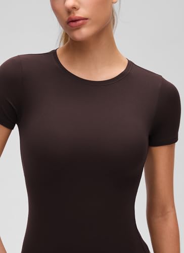 Image of CRZ YOGA Softembrace High Neck T-Shirt | Workout, Ultra Soft, Tight Fit, Waist Length, Short Sleeve Tops for Women