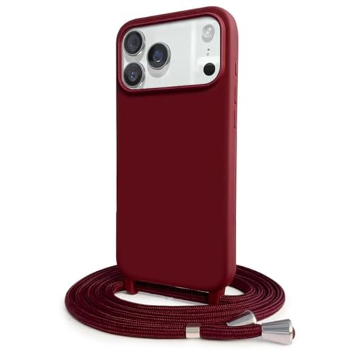 Coque cordon iPhone 17 Pro rouge mate pour garder les mains libres en voyage
