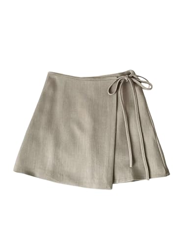 MakeMeChic Women's Wrap Mini Skirt Tie Side Asymmetrical Work Office Skirts