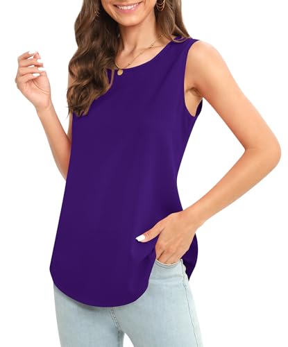 Image of Women's Sleeveless Chiffon Tank Top Business Casual Blouse Tunic Top