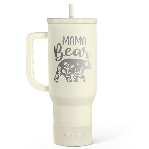 Image of Mom Tumbler with Handle 40oz, Mama Bear Cup Stainless Steel Insulated Tumblers Coffee Travel Mug, Gifts for Moms from Daughter Son, Best Mother Gift for Christmas Birthday Mothers Day