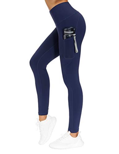 Image of THE GYM PEOPLE Thick High Waist Yoga Pants with Pockets, Tummy Control Workout Running Yoga Leggings for Women