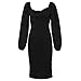 Produktbild Frauen Sexy Bodycon Kleid Pure V-Ausschnitt Schulterlaterne Ärmel Kleid Party Nacht Elegantes   Kleid Schwarzes Kleid