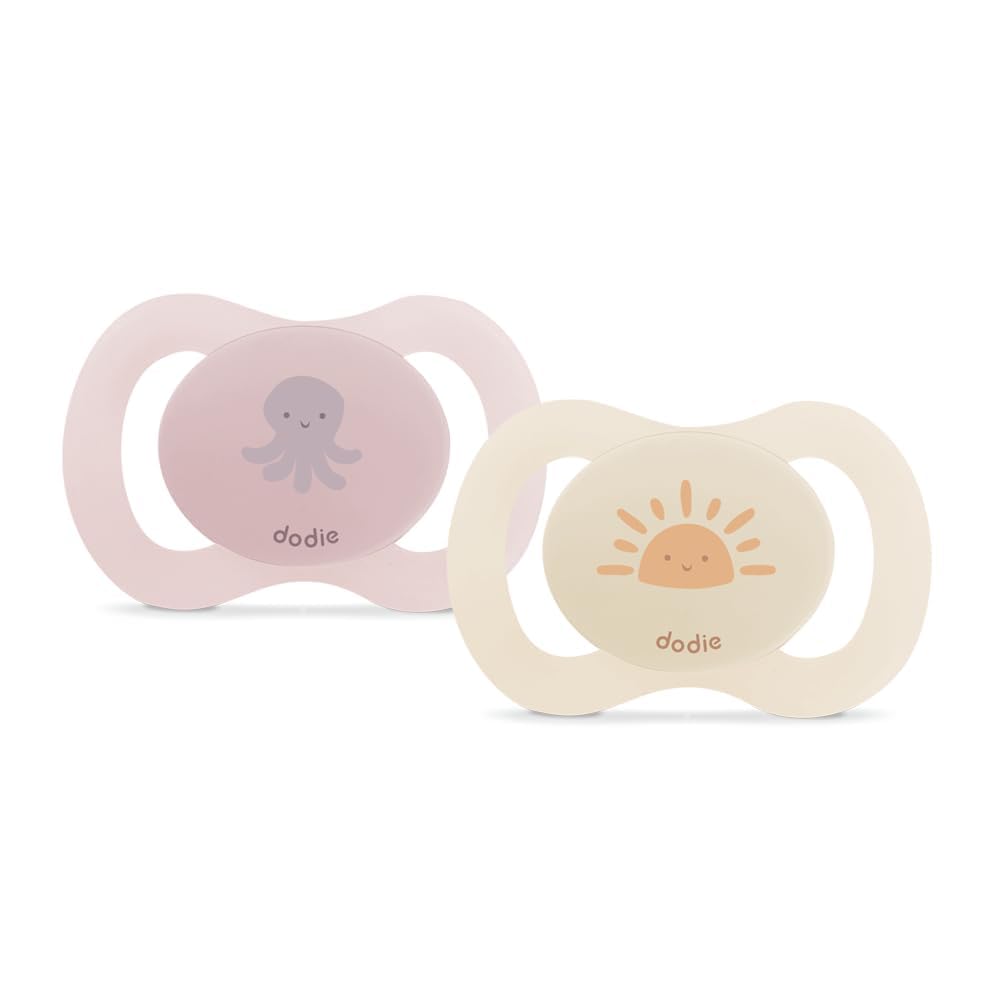DODIE, Sucettes Anatomiques spécial naissance,​Tetine pour bébé, 0-​2 mois,​Nourisson, Rose, Pieuvre, Lot de 2