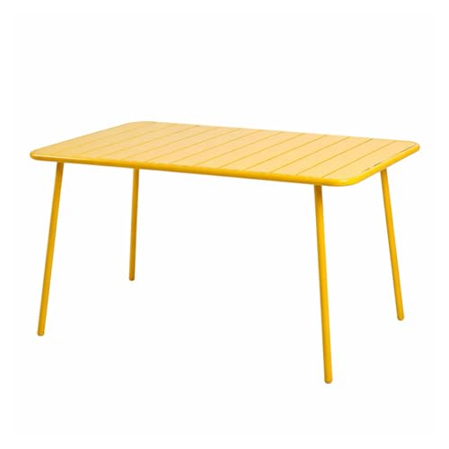 CONCEPT USINE | Table de Jardin BERGAME 6 Places 120 cm Acier Jaune | Grande Table Repas Extérieure | Mobilier Jardin Terrasse Piscine | Résistance Soleil &...