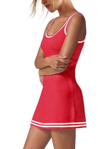 Nirovien Womens Tennis Dress with Shorts Sleeveless Athletic Romper Dress Knit Active Dresses Workout Outfits3