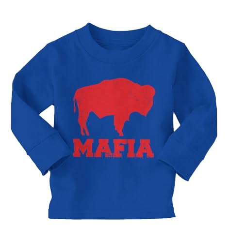 Mafia Football - New York Buffalo Crazy Long Sleeve Toddler Cotton Jersey Shirt (Royal Blue - Long Sleeve 2T)