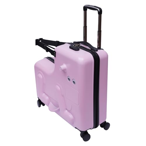 Children's Ride On Trolley Portable Universal Wheel Trolley Carry on Luggage with Password Lock Waterproof Unisex Boys Girls Travel Suitcase for Toddler Ages on for Most Airplanes (Pink, 24in)