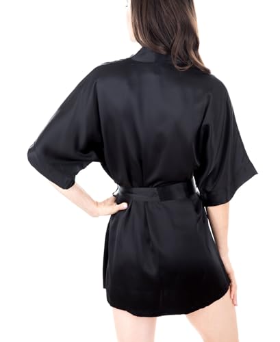 Women's Luxury Silk Sleepwear 100% Mulberry Silk Sexy Short Robe Kimono2